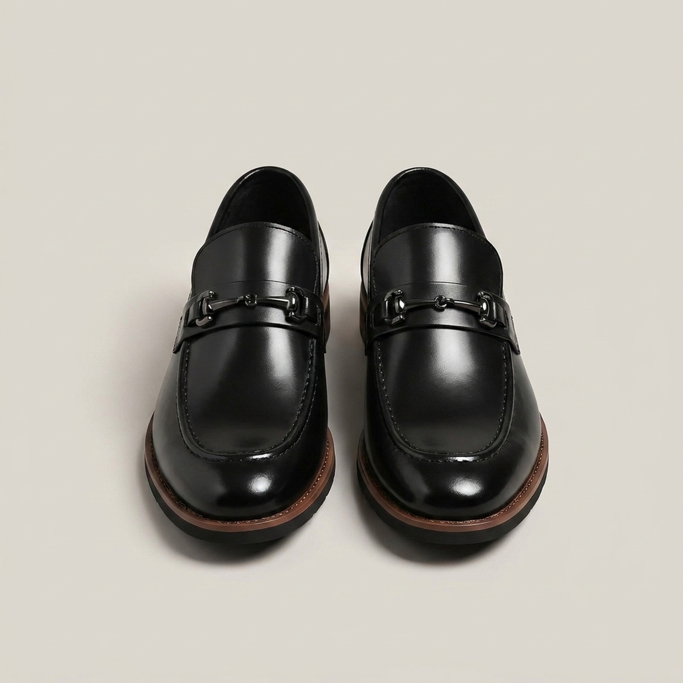 PLUXSTYLE::numise::mens-horsebit-moc-toe-loafers::pack-black