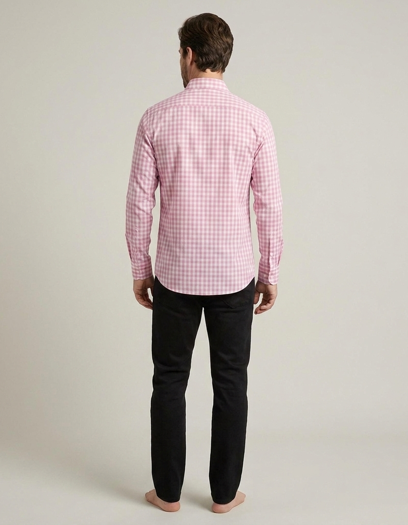 PLUXSTYLE::numise::mens-pink-plaid-long-sleeve-top::back