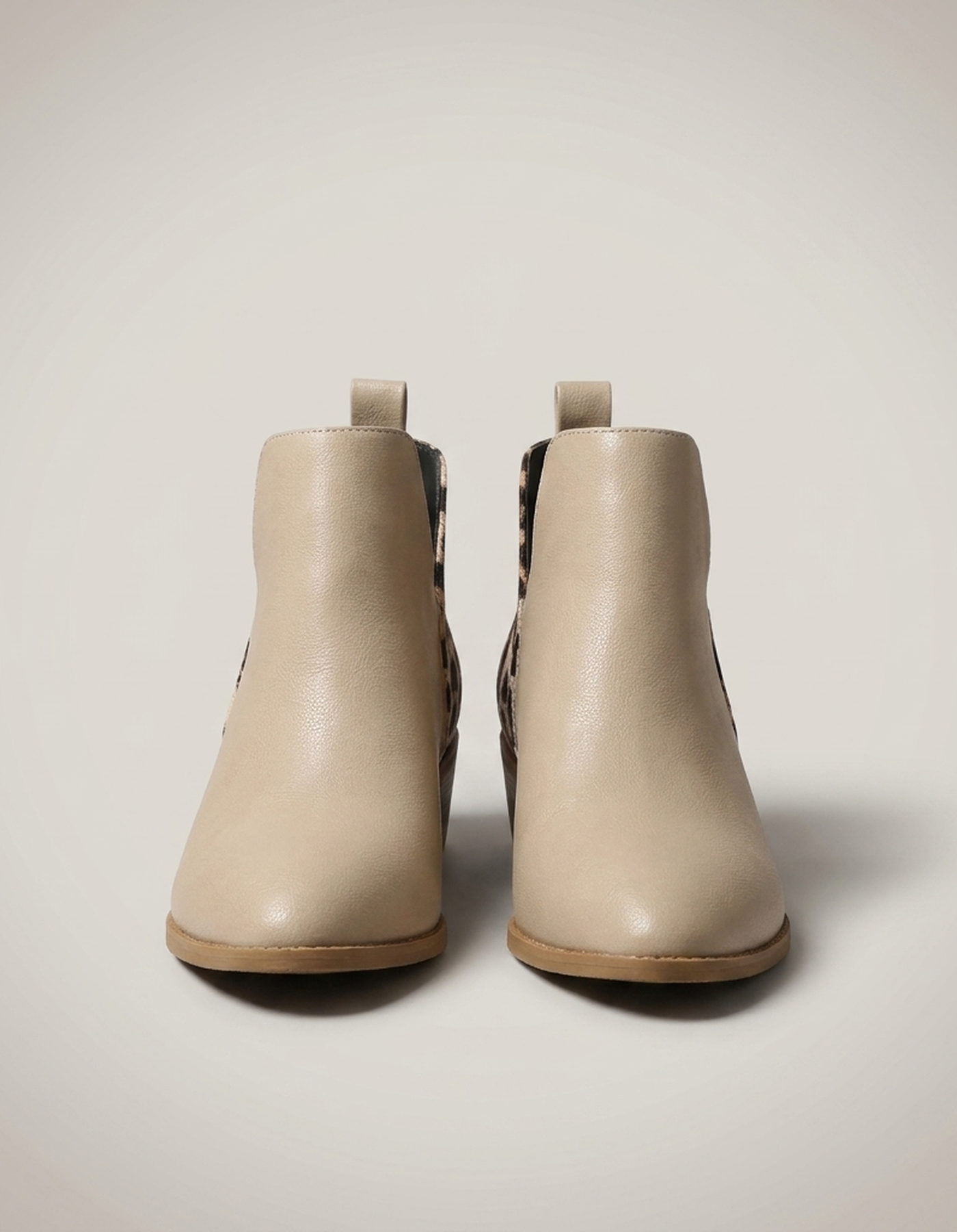 PLUXSTYLE::numise::womens-low-heel-side-zip-boots::pack-beige