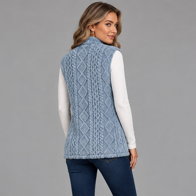 Gilet long texturé pour femme