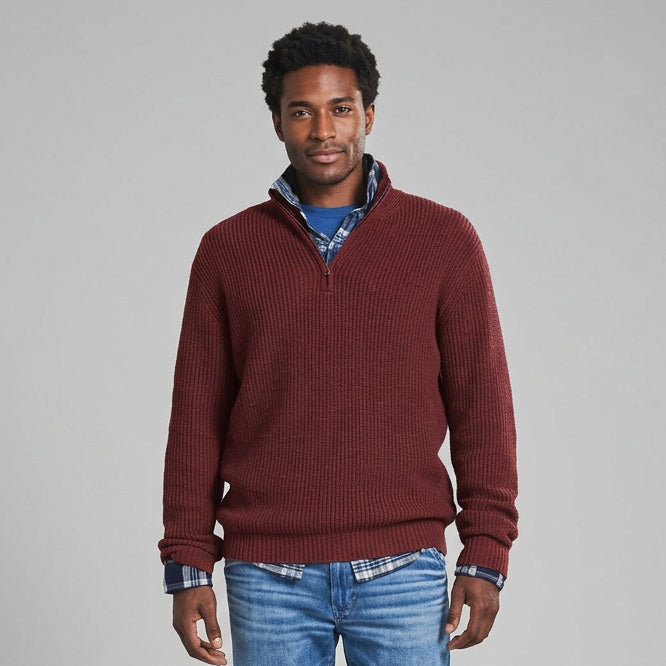 Mason | Men's Warm Zip-Up Knit Pullover