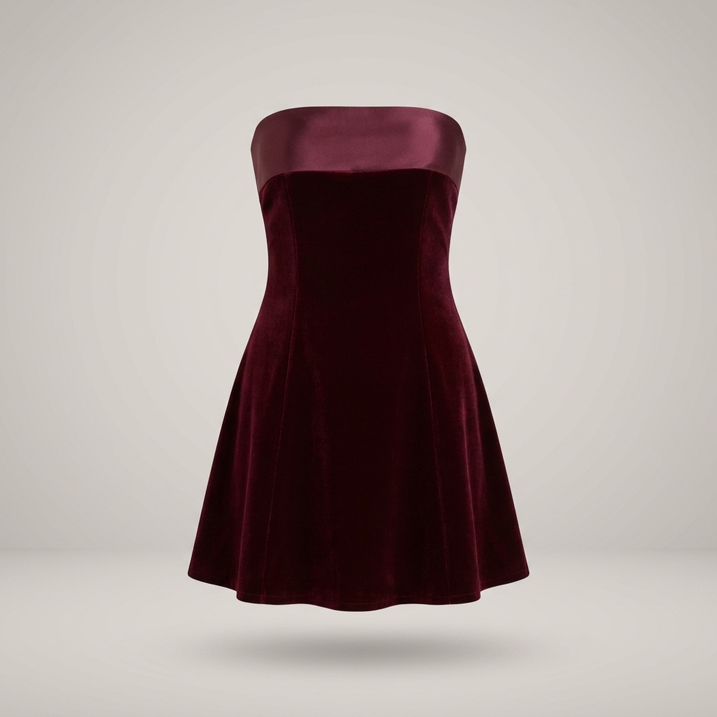 PLUXSTYLE::numise::strapless-a-line-mini-dress::pack-burgundy