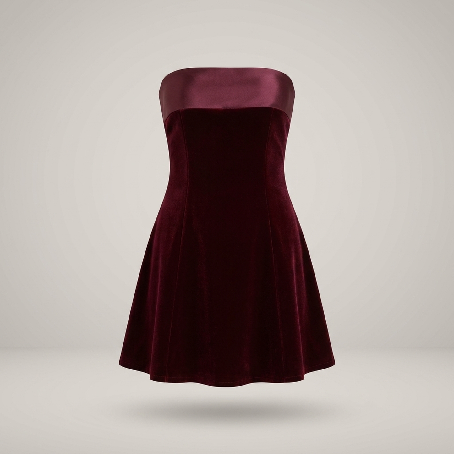 PLUXSTYLE::numise::strapless-a-line-mini-dress::pack-burgundy