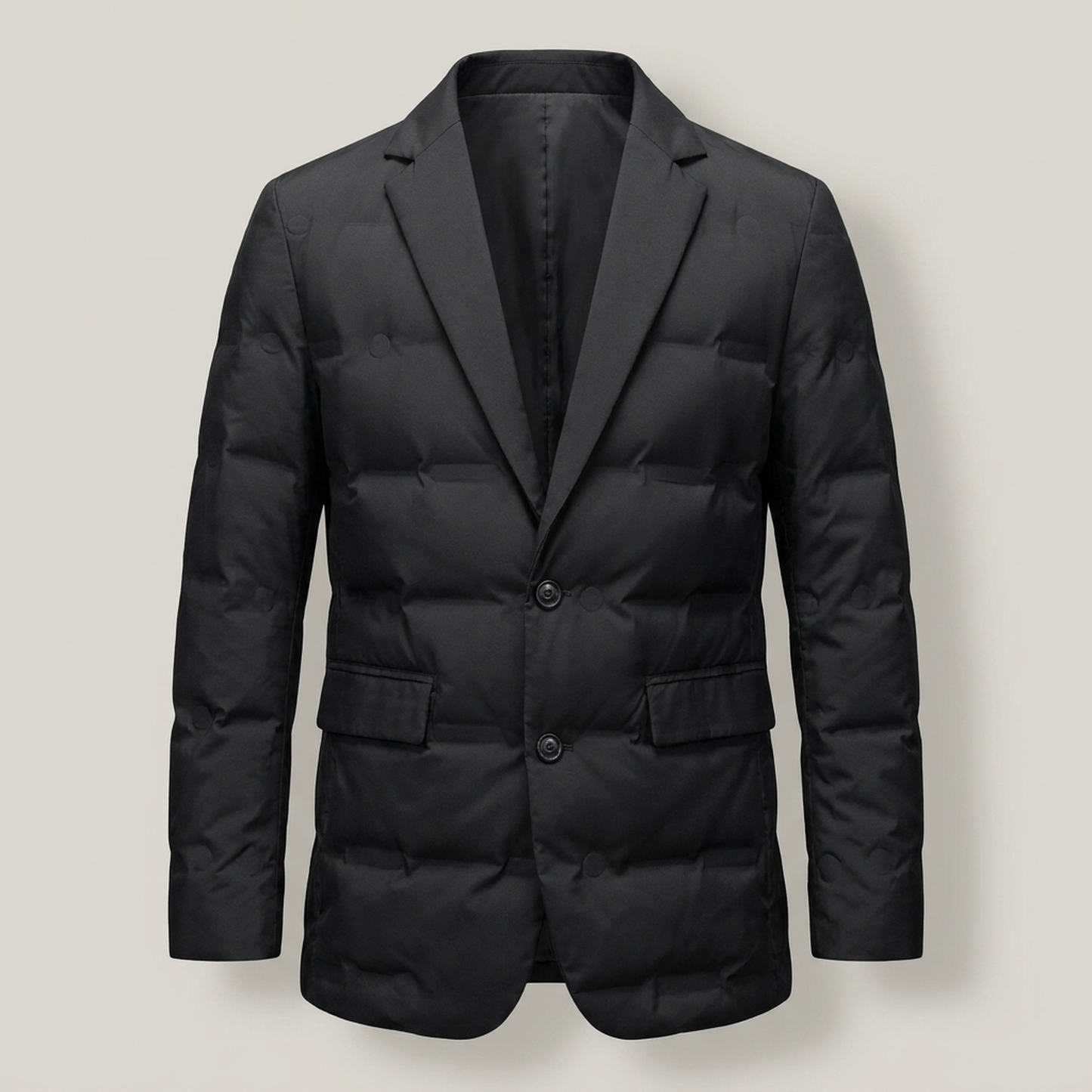 PLUXSTYLE::numise::mens-notch-lapel-puffer-parka::pack-black