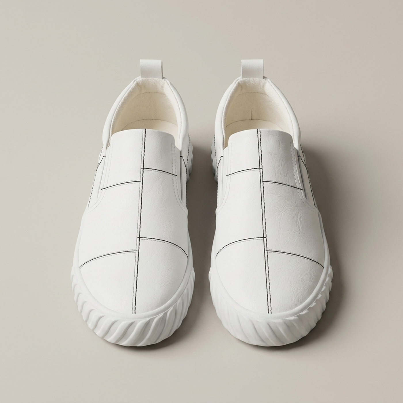 PLUXSTYLE::numise::mens-contrast-stitch-penny-loafers::pack-white