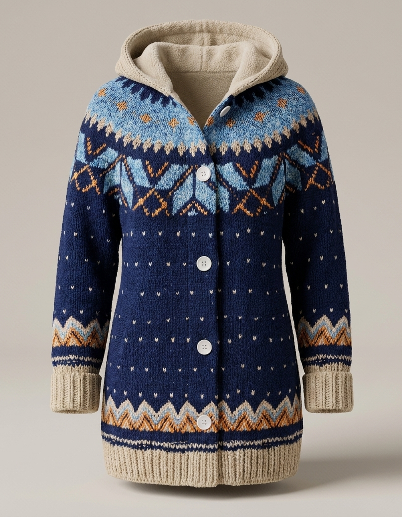 PLUXSTYLE::numise::fair-isle-hooded-table::pack-blue