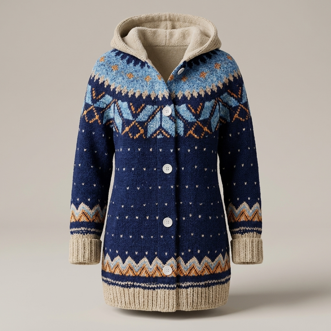 PLUXSTYLE::numise::fair-isle-hooded-table::pack-blue