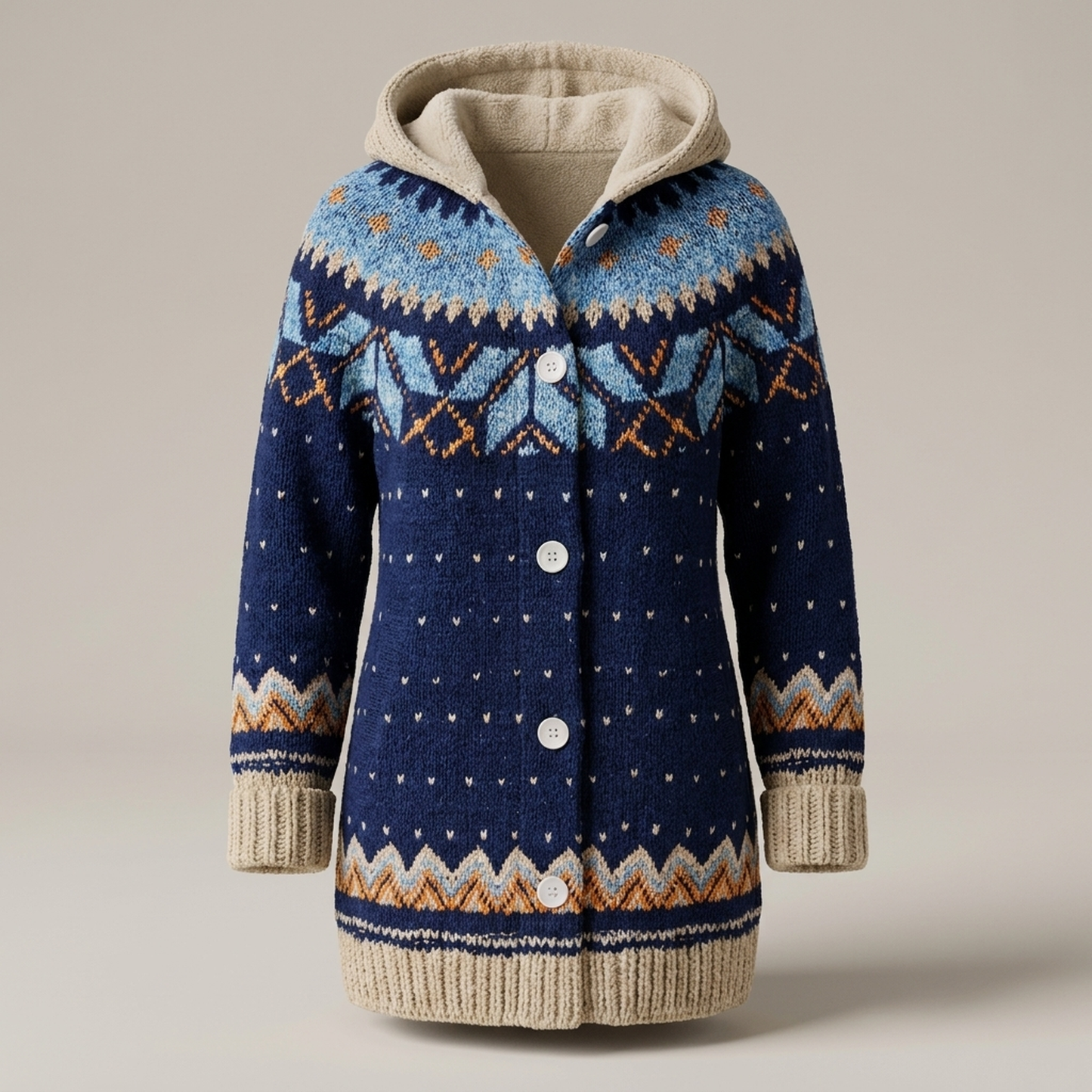 PLUXSTYLE::numise::fair-isle-hooded-table::pack-blue