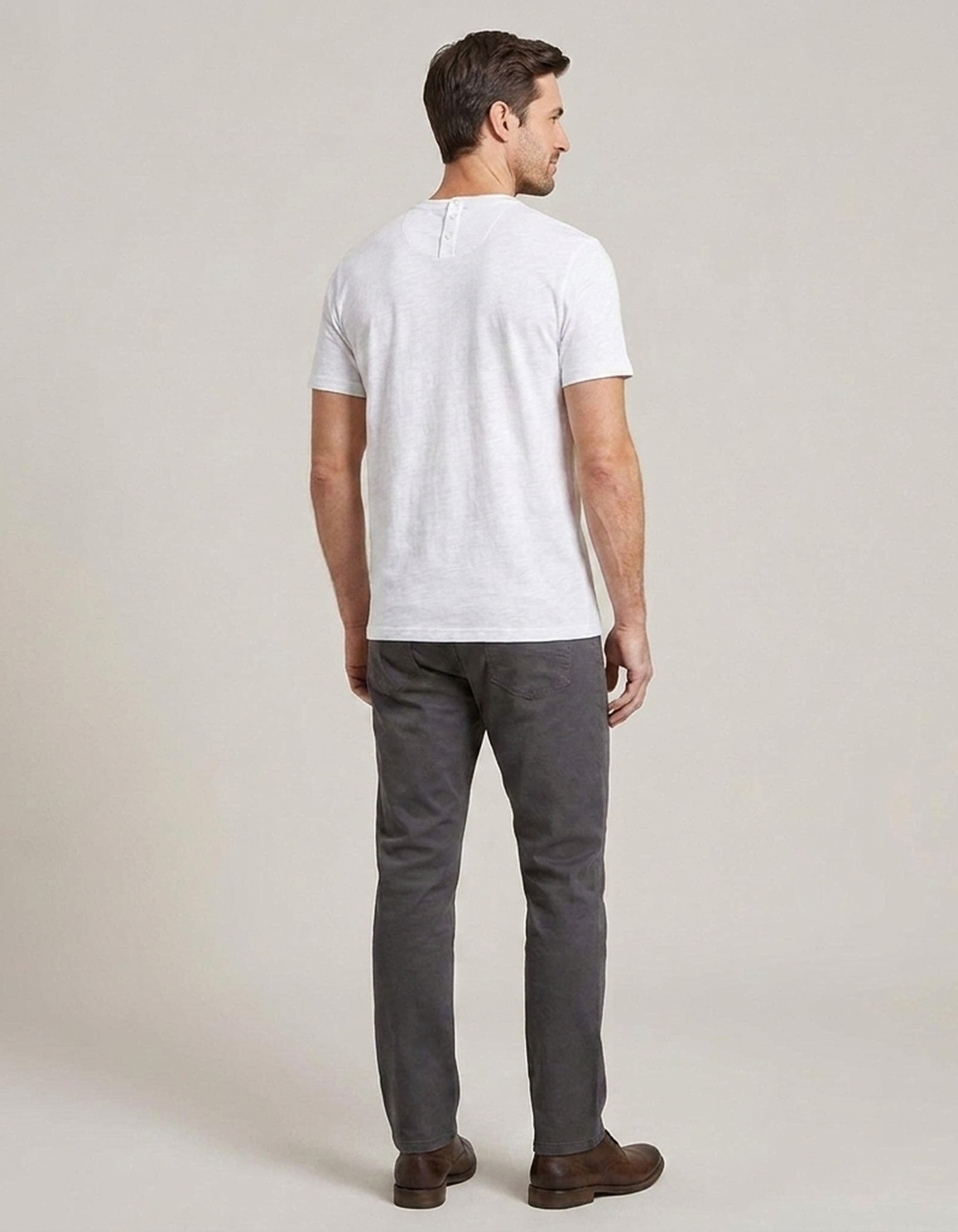PLUXSTYLE::numise::mens-relaxed-short-sleeve-henley-top::back