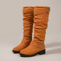PLUXSTYLE::numise::slouchy-buckle-knee-high-boots::pack-orange