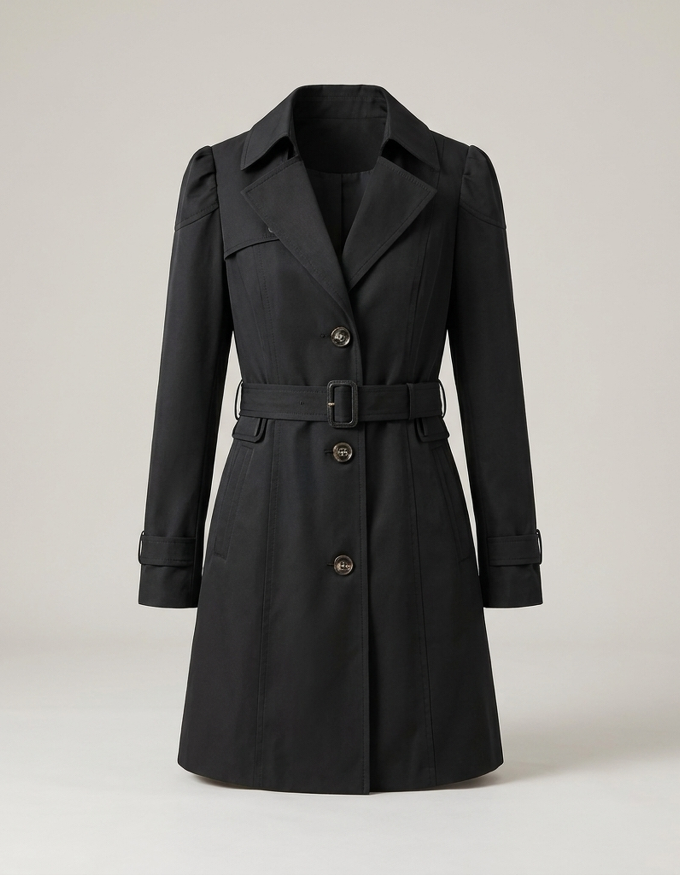 PLUXSTYLE::numise::double-breasted-mid-length-parka::pack-black