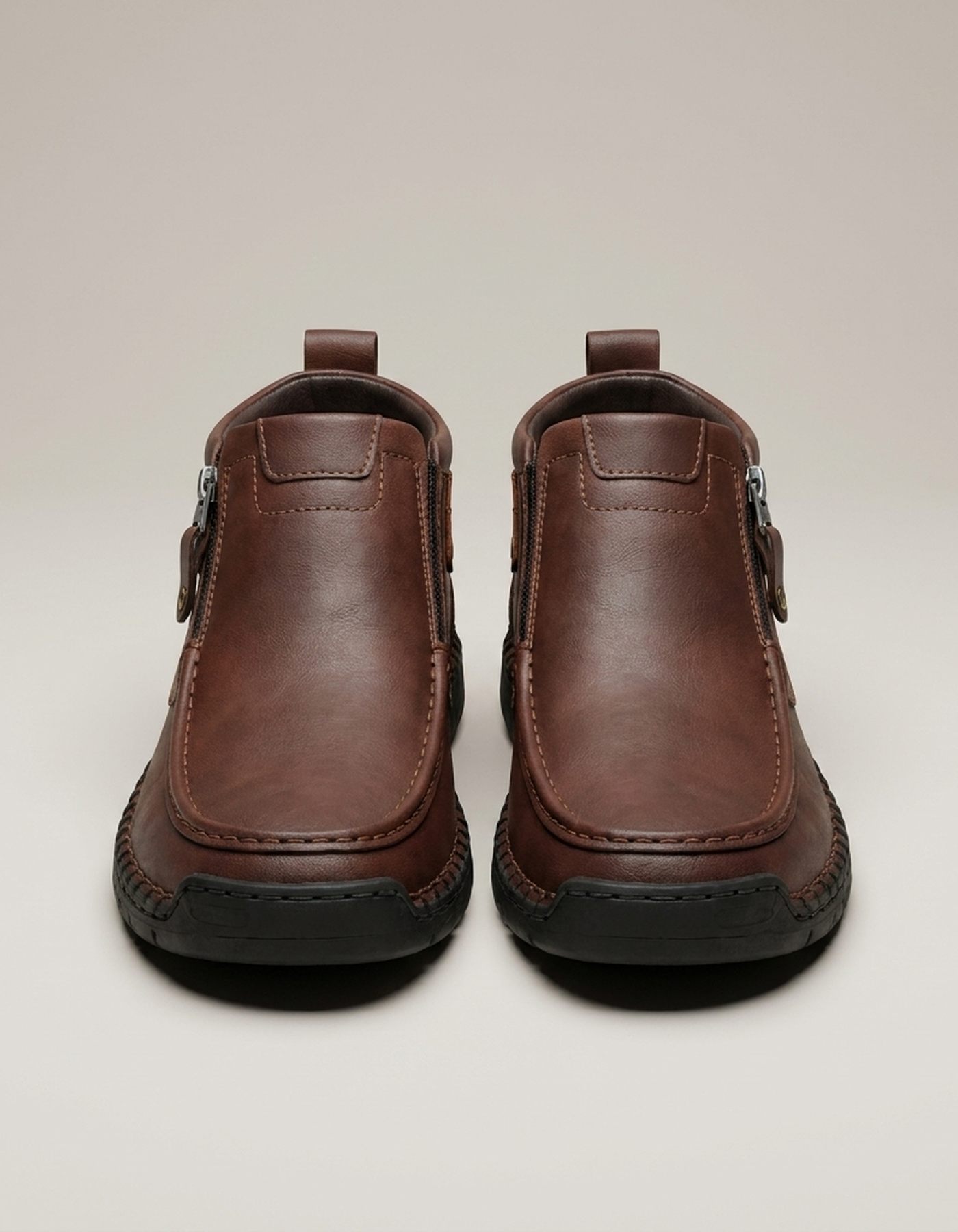 PLUXSTYLE::numise::mens-contrast-stitch-ankle-boots::pack-dark-brown