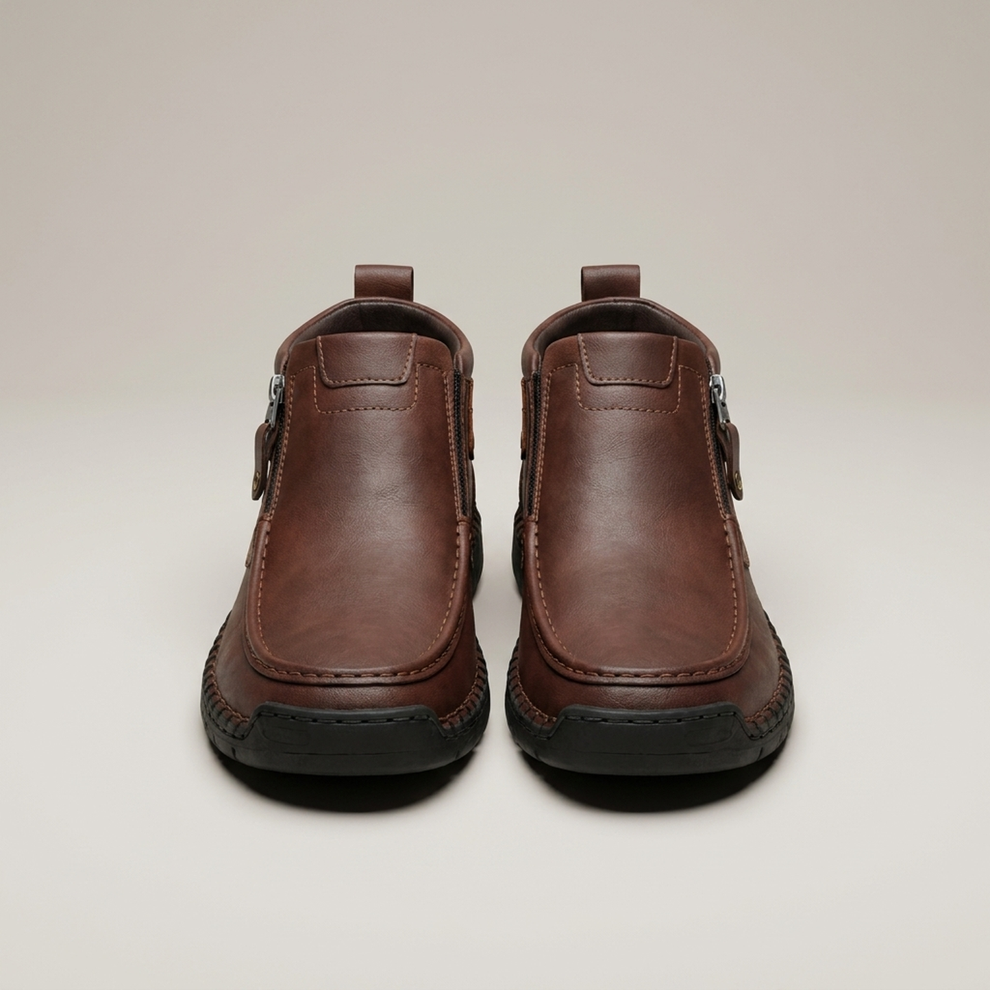 PLUXSTYLE::numise::mens-contrast-stitch-ankle-boots::pack-dark-brown