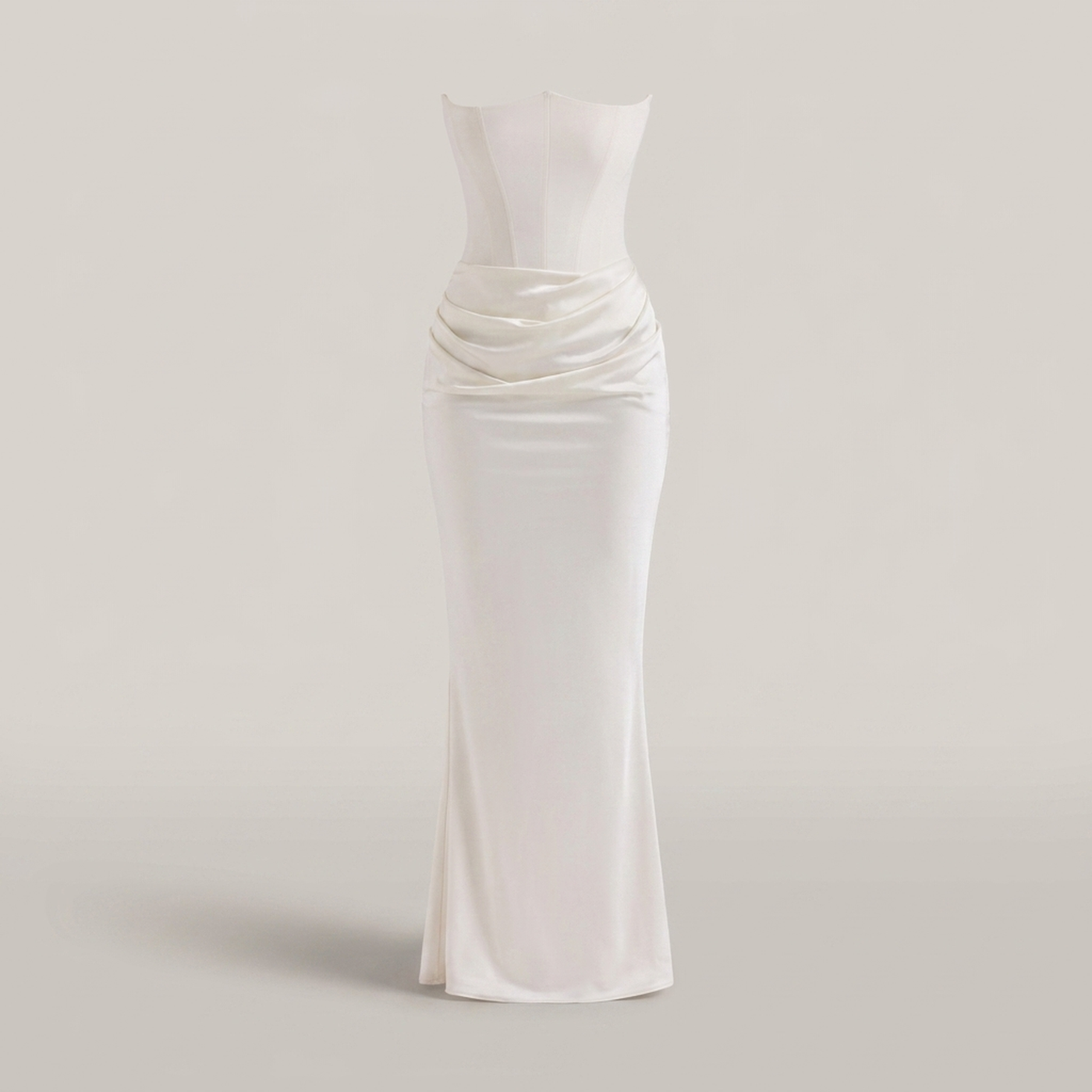 PLUXSTYLE::numise::strapless-corset-maxi-dress::pack-white