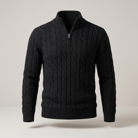 PLUXSTYLE::numise::mens-cable-zip-neck-sweater::pack-black