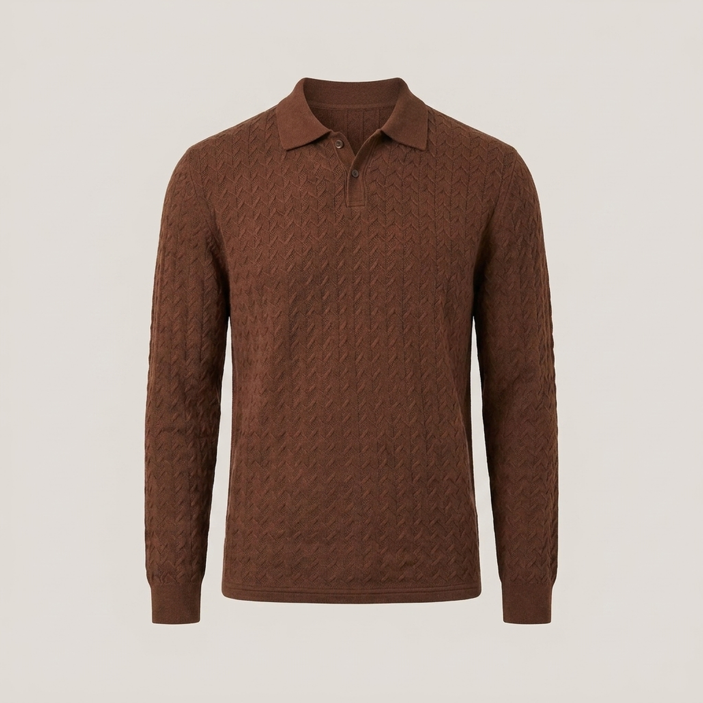 PLUXSTYLE::numise::mens-long-sleeve-polo-sweater::pack-dark-khaki