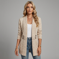 Addison | Damen-Longline-Strickjacke mit Knöpfen