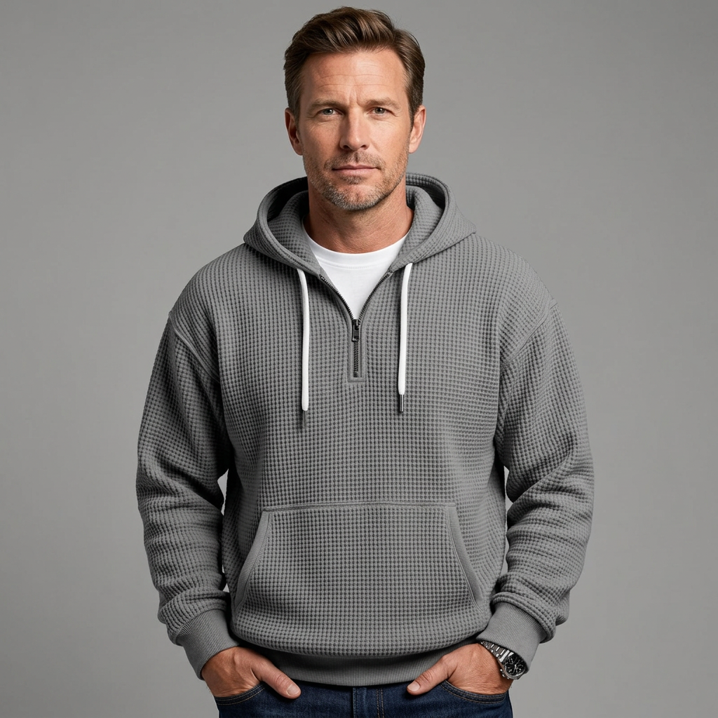 Grayson | Men's Waffle Knit Quarter-Zip Hoodie