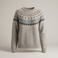 PLUXSTYLE::numise::fair-isle-relaxed-sweater::pack-grey