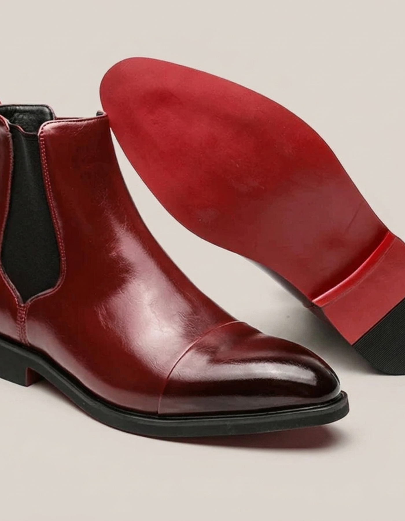 PLUXSTYLE::numise::mens-cap-toe-chelsea-boots::pack-red