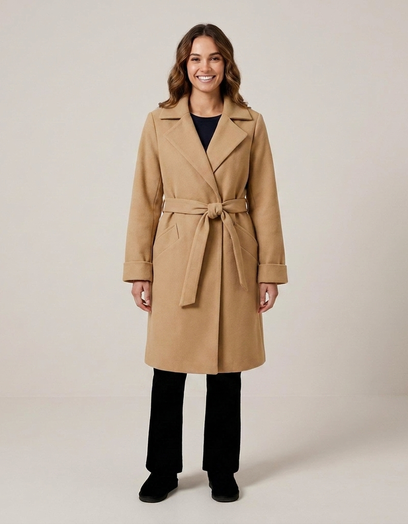 PLUXSTYLE::numise::waist-defining-wrap-parka::front