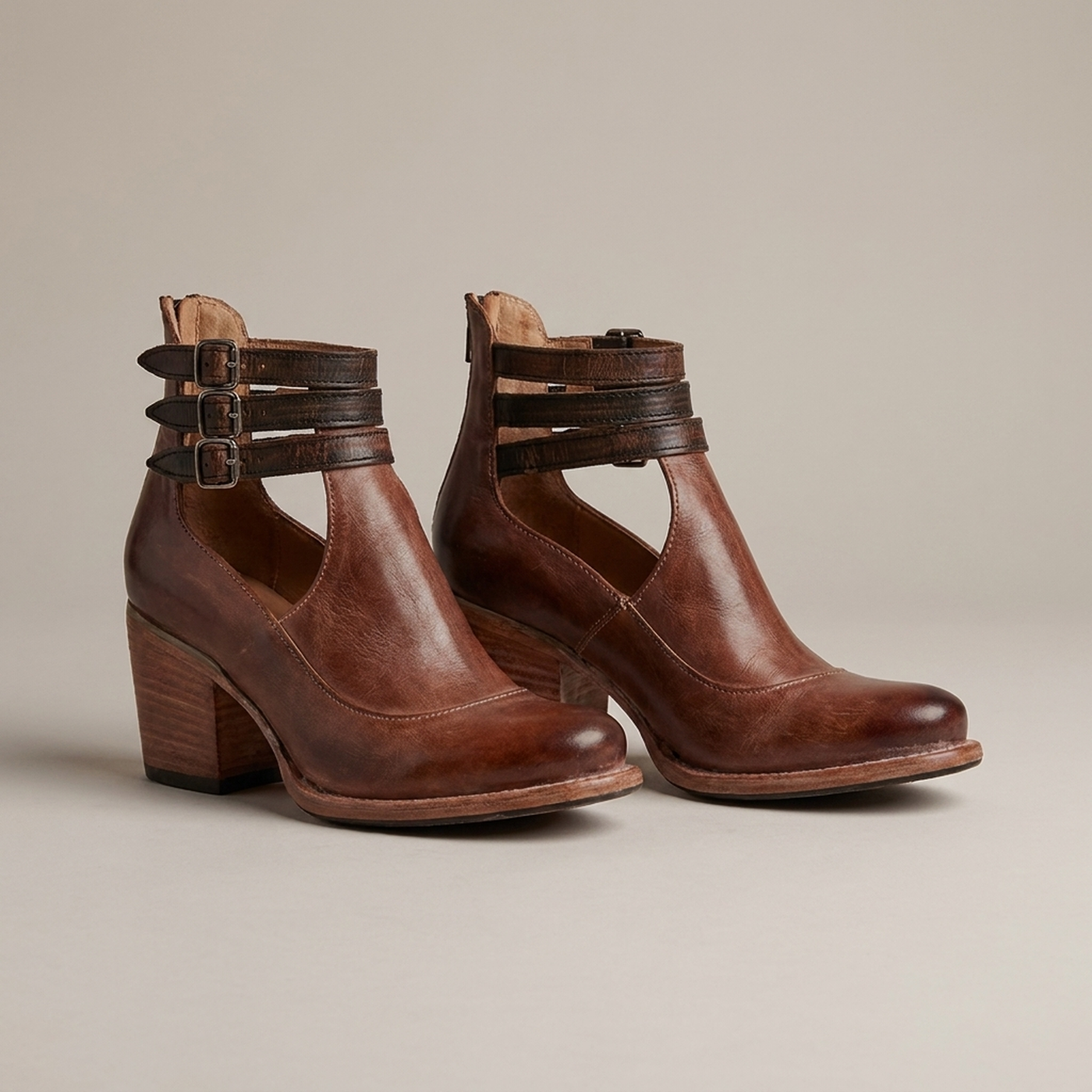 PLUXSTYLE::numise::graceful-comfort-ankle-boots::pack-dark-brown