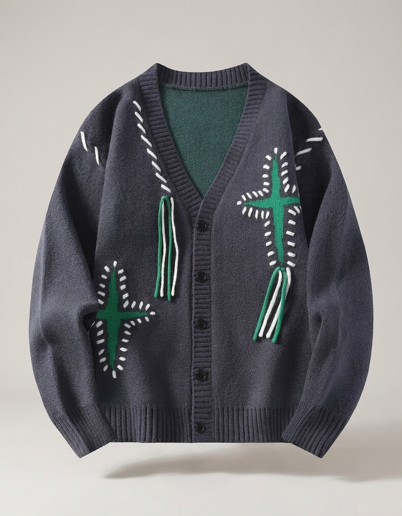 PLUXSTYLE::numise::mens-embroidered-oversized-cardigan::pack-black