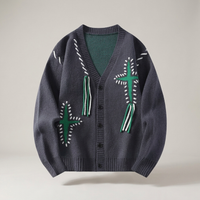 PLUXSTYLE::numise::mens-embroidered-oversized-cardigan::pack-black