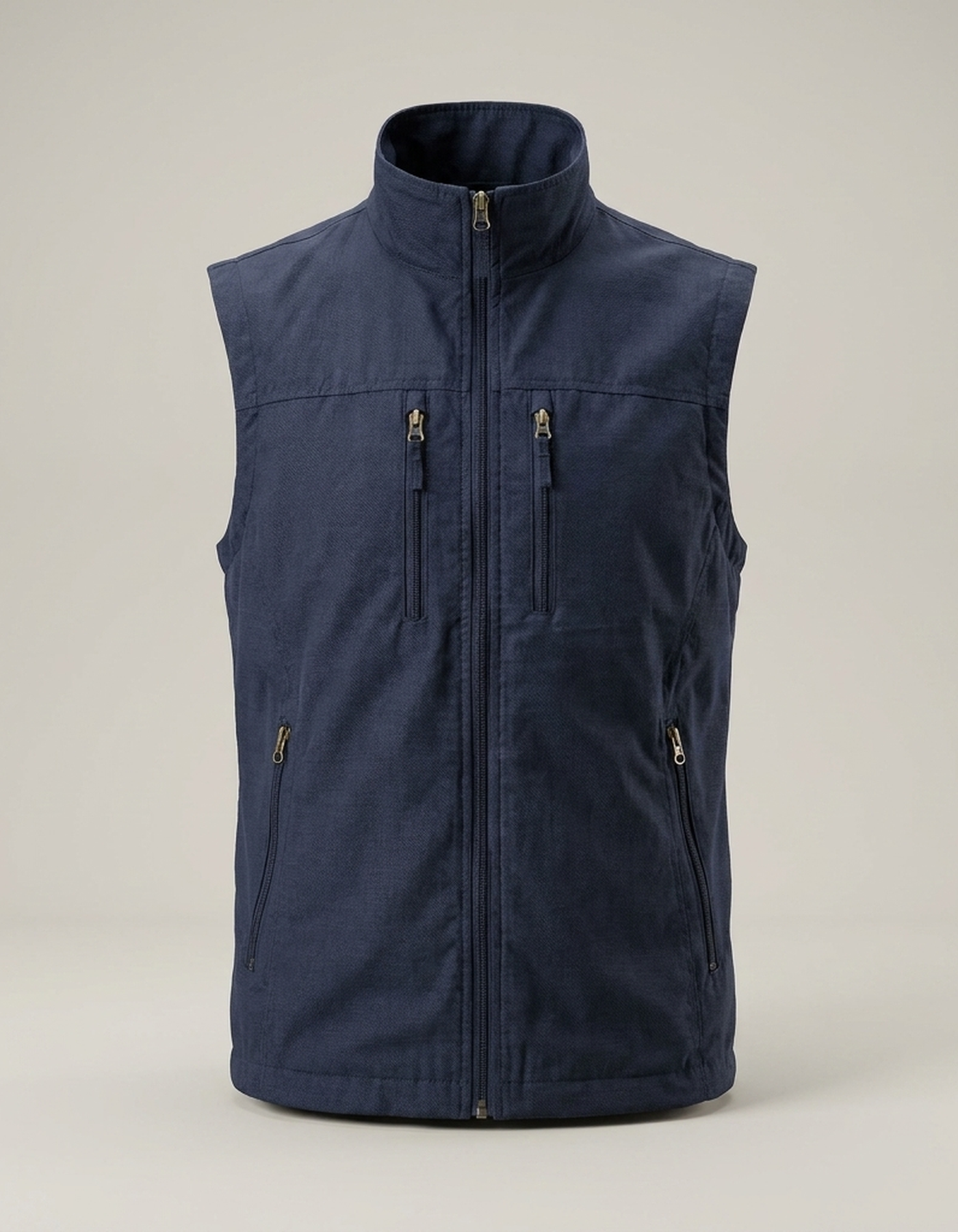 PLUXSTYLE::numise::mens-zip-vest-with-storage::pack-navy-blue
