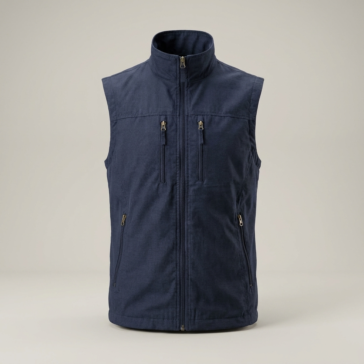 PLUXSTYLE::numise::mens-zip-vest-with-storage::pack-navy-blue