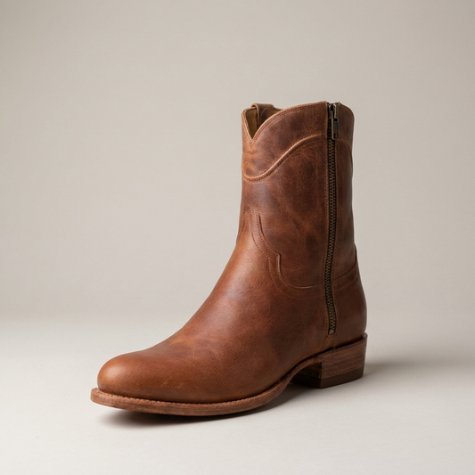 PLUXSTYLE::numise::mens-retro-western-boots::closeup-hero