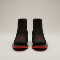 PLUXSTYLE::numise::square-toe-western-ankle-boots::pack-red