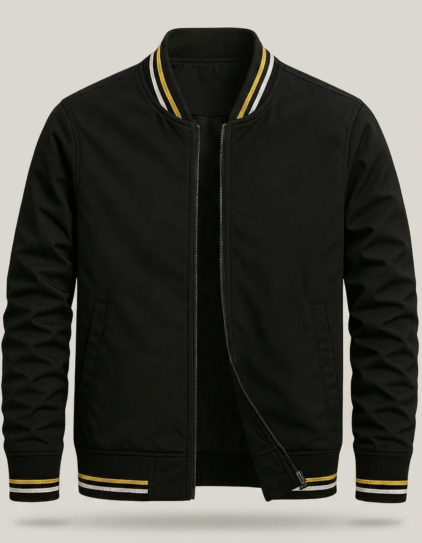 PLUXSTYLE::numise::lightweight-structured-bomber-jacket::pack-black