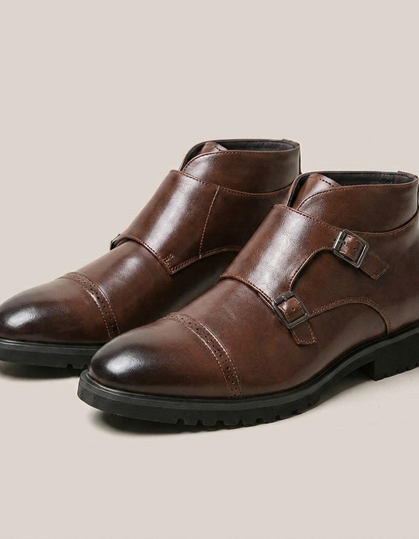 PLUXSTYLE::numise::mens-double-monk-ankle-boots::pack-brown