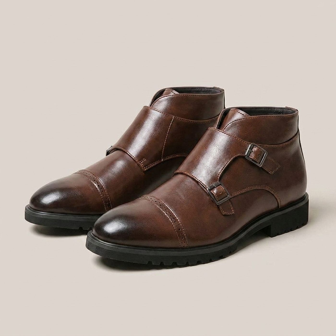 PLUXSTYLE::numise::mens-double-monk-ankle-boots::pack-brown