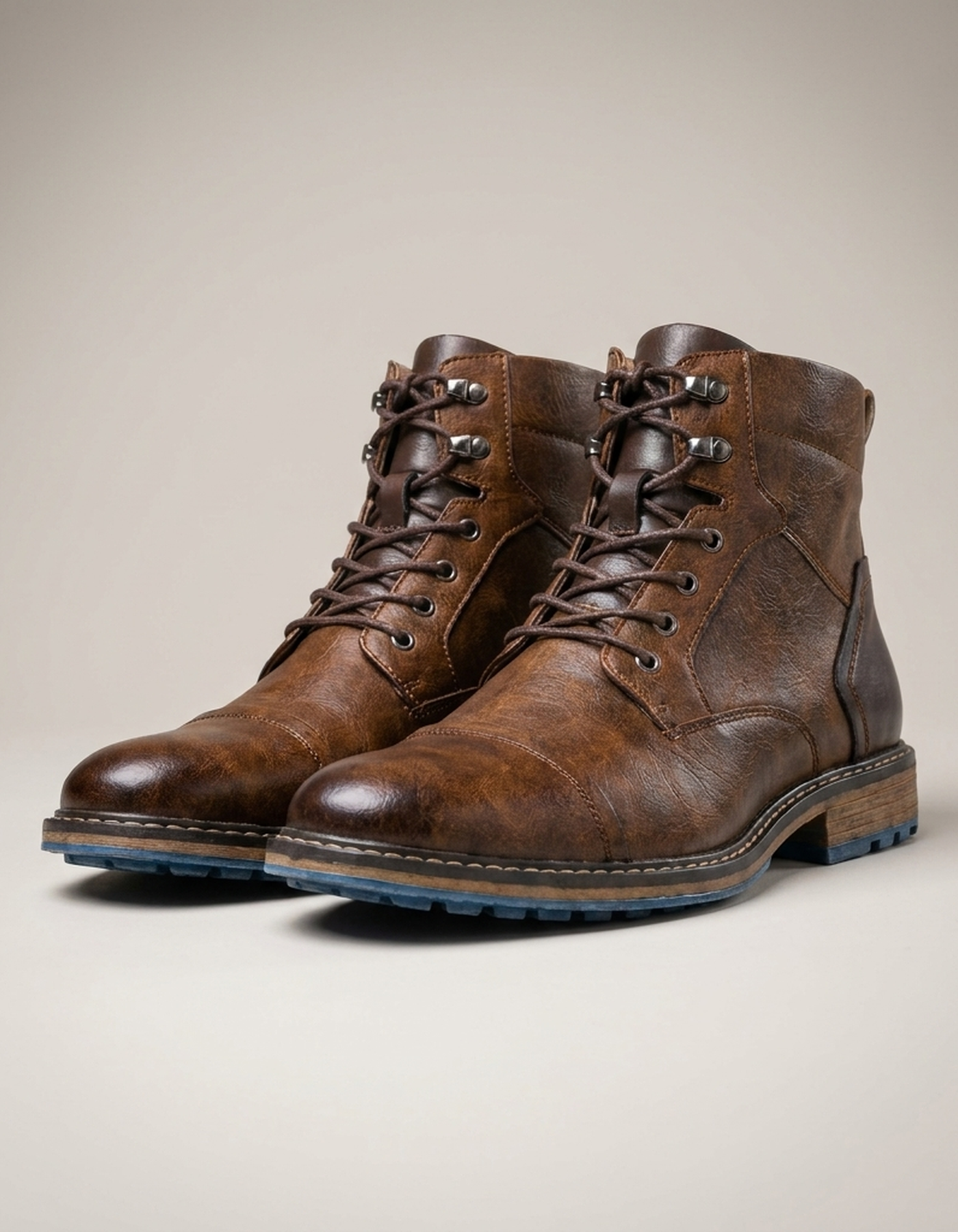 PLUXSTYLE::numise::two-tone-polished-ankle-boots::pack-two-tone-brown