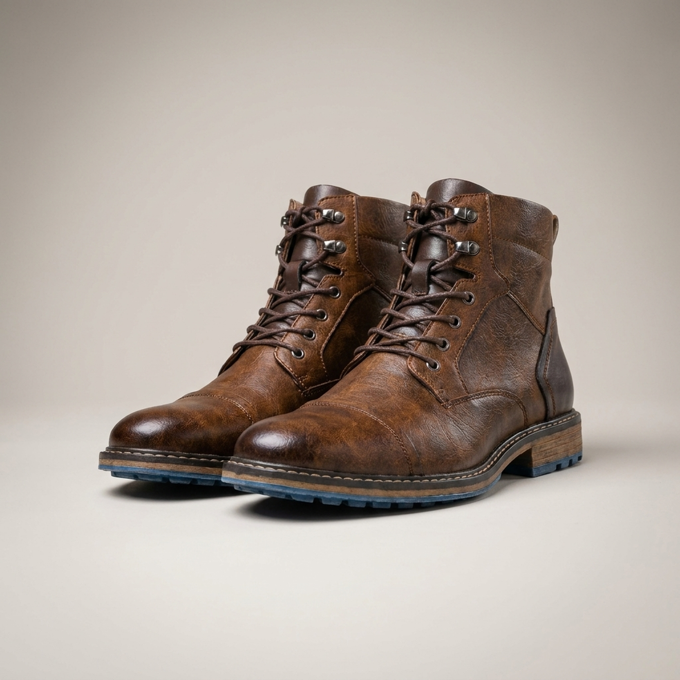 PLUXSTYLE::numise::two-tone-polished-ankle-boots::pack-two-tone-brown