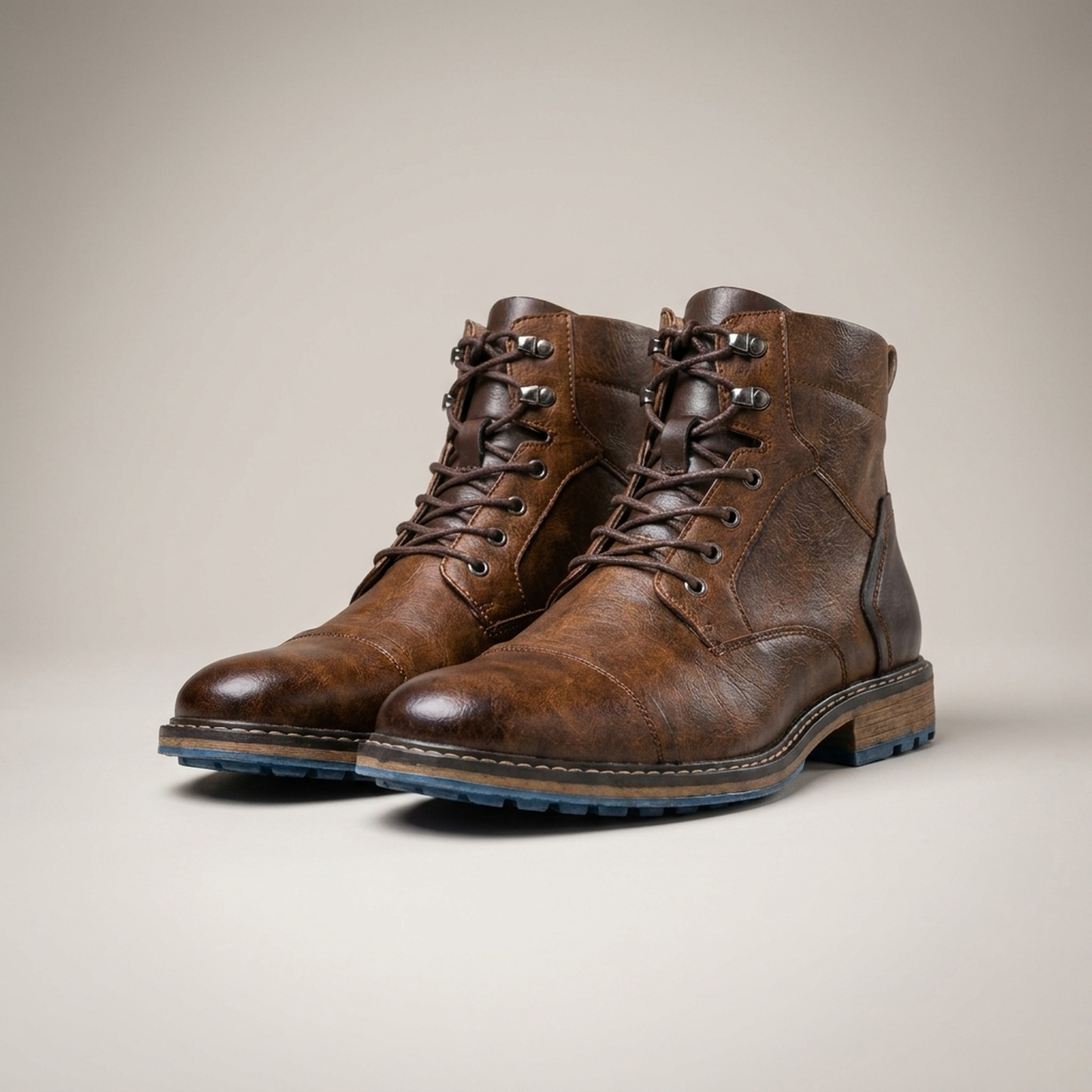 PLUXSTYLE::numise::two-tone-polished-ankle-boots::pack-two-tone-brown