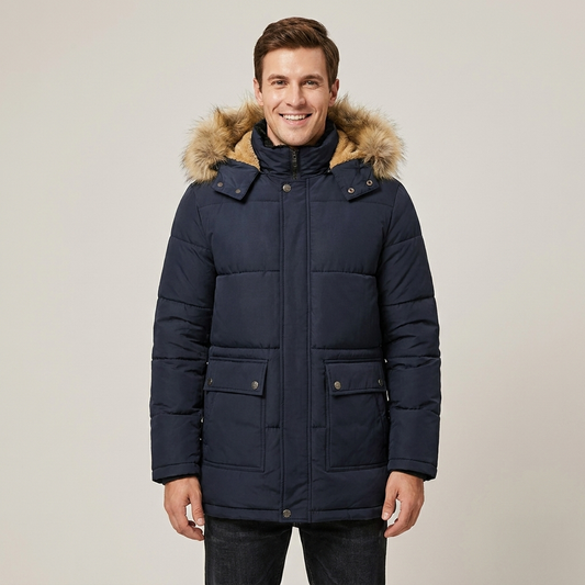 PLUXSTYLE::numise::mens-faux-fur-hood-parka::front