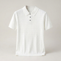PLUXSTYLE::numise::mens-cable-texture-polo-top::pack-white