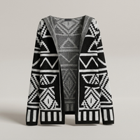 PLUXSTYLE::numise::adam-geometric-hooded-cardigan::pack-black