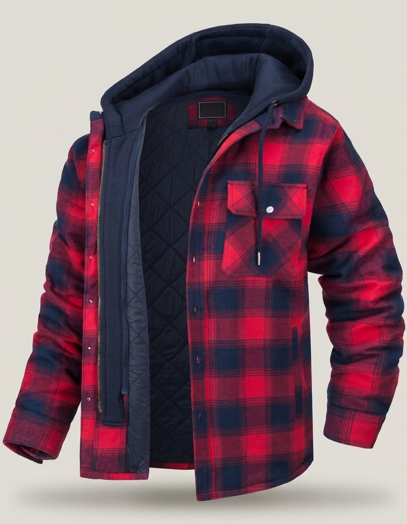 PLUXSTYLE::numise::mens-plaid-winter-parka::pack-red