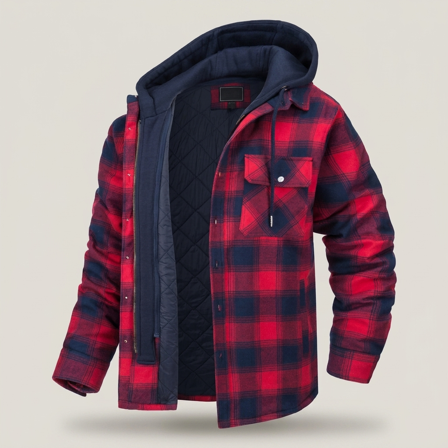 PLUXSTYLE::numise::mens-plaid-winter-parka::pack-red