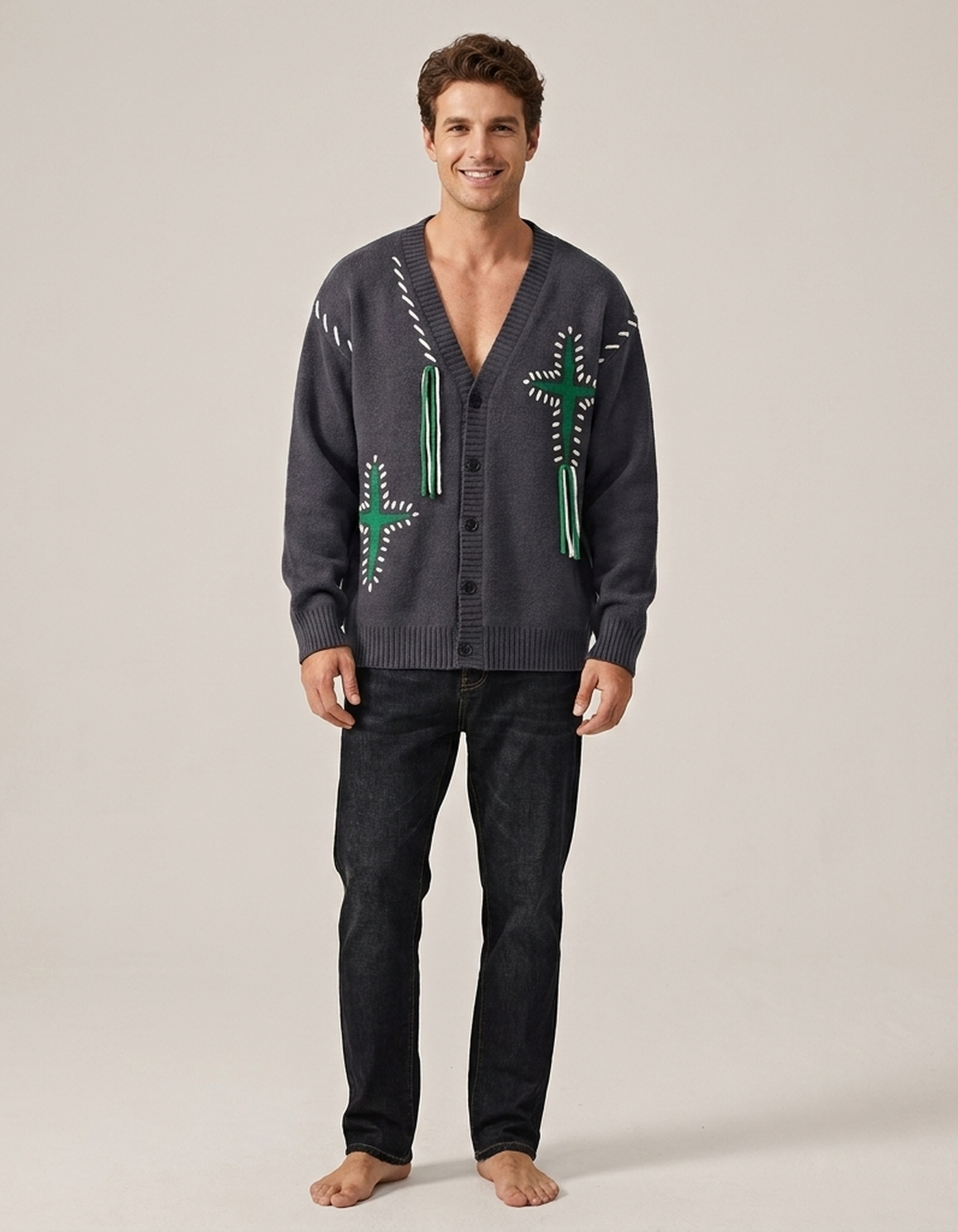 PLUXSTYLE::numise::mens-embroidered-oversized-cardigan::front