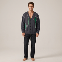 PLUXSTYLE::numise::mens-embroidered-oversized-cardigan::front