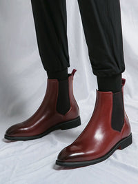 PLUXSTYLE::numise::carlo-burgundy-chelsea-boots::lifestyle-keep-2