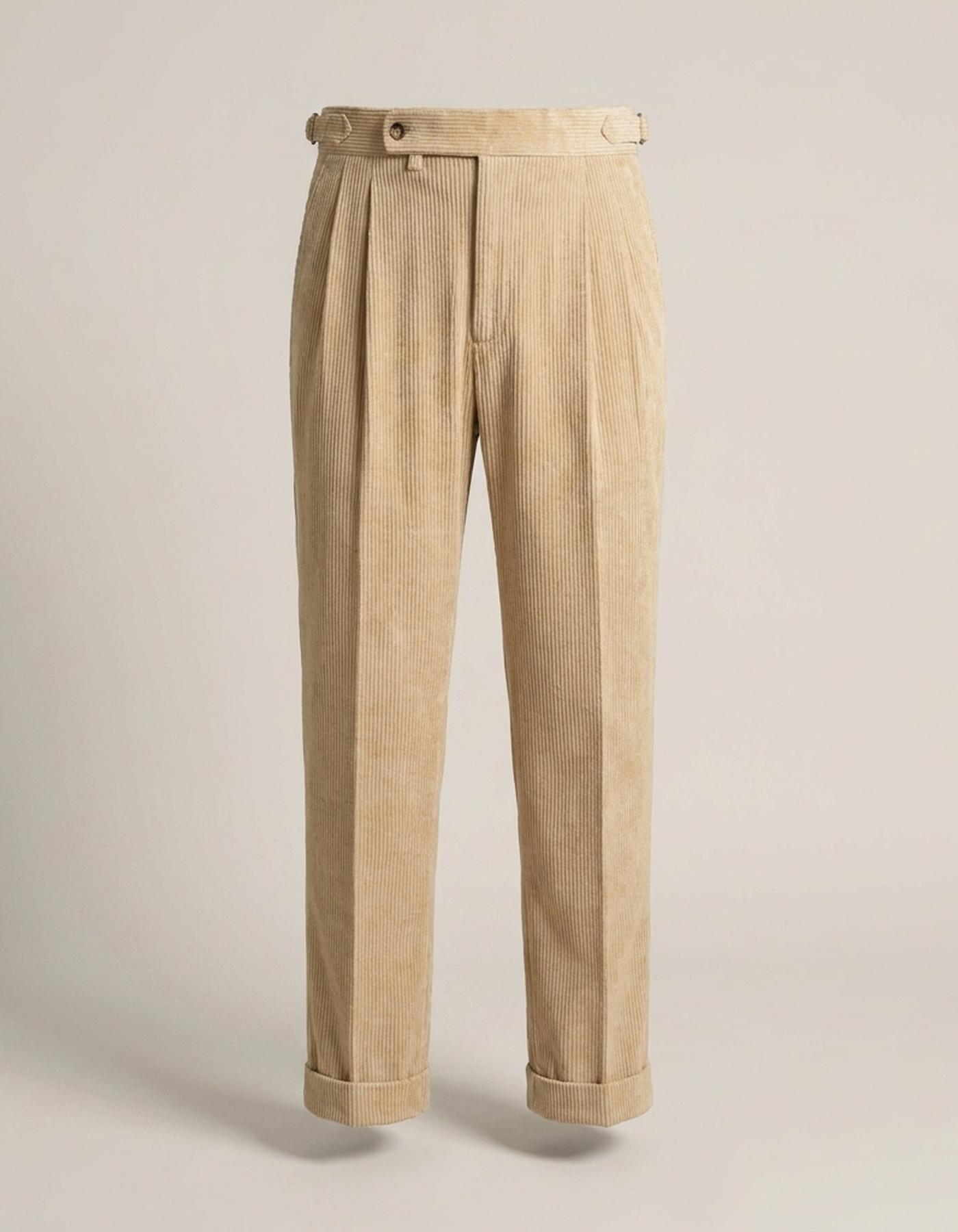 PLUXSTYLE::numise::mens-high-rise-pleated-pants::pack-beige