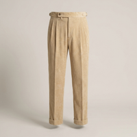 PLUXSTYLE::numise::mens-high-rise-pleated-pants::pack-beige