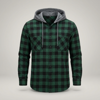PLUXSTYLE::numise::mens-relaxed-hooded-plaid-top::pack-green
