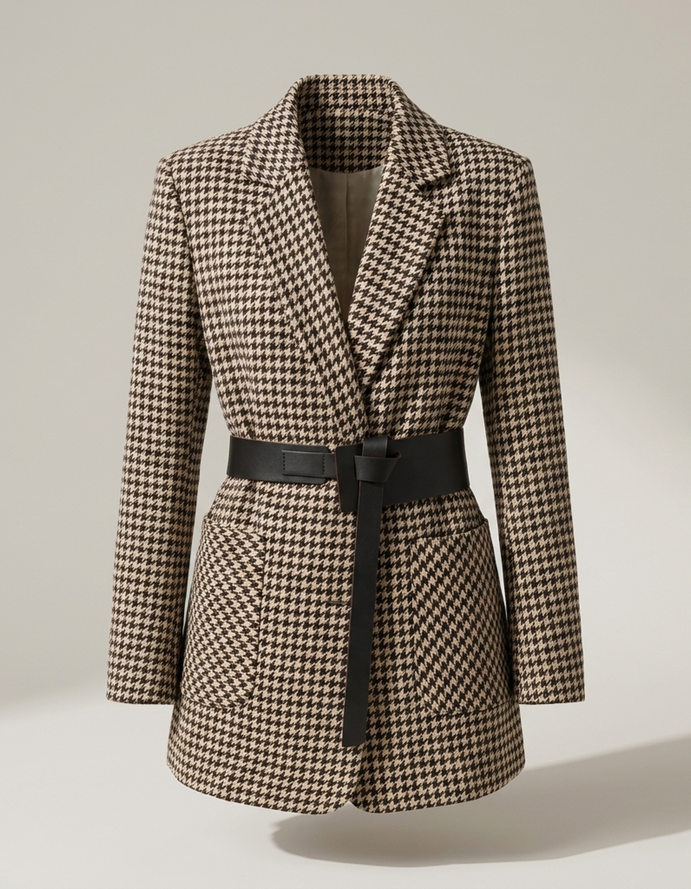 PLUXSTYLE::numise::womens-houndstooth-parka::pack-black